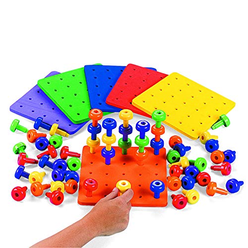 Stack It Peg Game With Board Occupational Therapy Autism Fine Motor Sk(中古品)