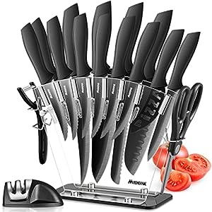 MIDONE 17 pcs Kitchen Knife Set German High Carbon Stainless Steel - 7(中古品)