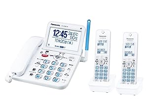 パナソニック コードレス電話機(子機2台付き) VE-GD68DW-W(ホワイト）(中古品)