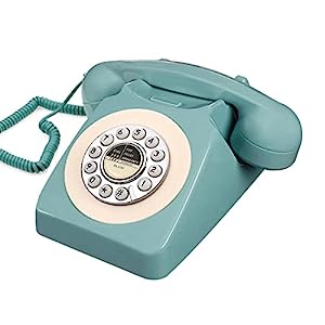 ヨーロッパのレトロな電話青いコード付きのかなりアンティークな1960年代の(未使用の新古品)