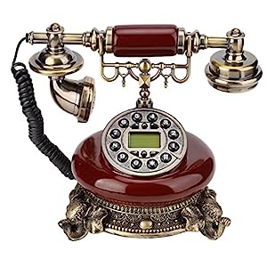 レトロな固定電話、クラシックなロータリー デザインの昔ながらのコード付 (中古品)