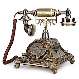 回転式電話 電話機 回線接続タイプ ロータリーダイヤル電話機 家、バー、ホ(未使用の新古品)