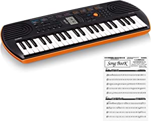 CASIO 44ミニ鍵盤 電子キーボード SA-76 ブラック & オレンジ(未使用の新古品)