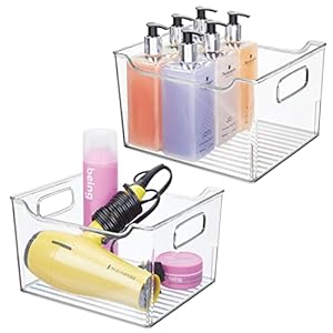 mDesign プラスチック製 バスルーム 化粧台 収納 オーガナイザー 容器 Pack(中古品)